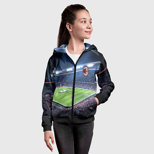 Детская толстовка на молнии FC MILAN / 3D-Черный – фото 4
