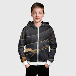 Толстовка на молнии детская Black gold, цвет: 3D-белый — фото 2