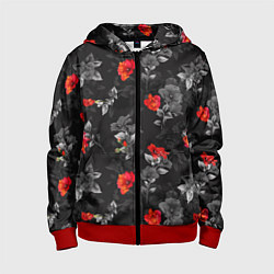 Детская толстовка на молнии Красные цветы