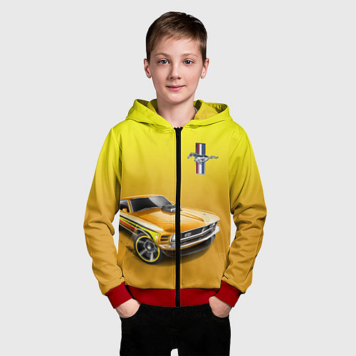 Детская толстовка на молнии Ford mustang - motorsport / 3D-Красный – фото 3