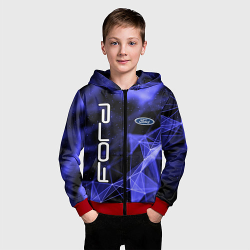 Детская толстовка на молнии FORD / 3D-Красный – фото 3
