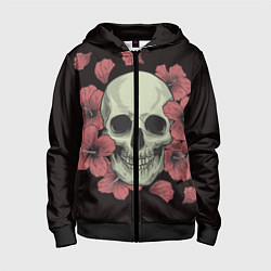 Детская толстовка на молнии Skull in red 2