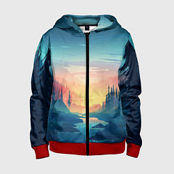 Толстовка на молнии детская Природа, цвет: 3D-красный