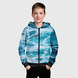 Толстовка на молнии детская Вода волны пена море, цвет: 3D-черный — фото 2