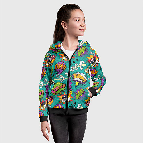 Детская толстовка на молнии Pop art comics / 3D-Черный – фото 4