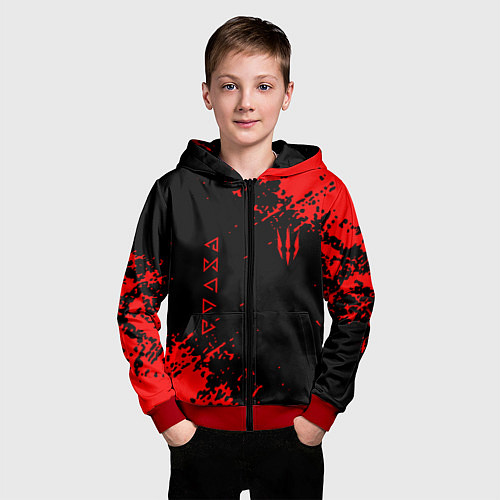 Детская толстовка на молнии The Witcher / 3D-Красный – фото 3