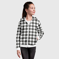 Толстовка на молнии детская Черно-белая клетка, цвет: 3D-белый — фото 2