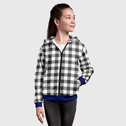 Толстовка на молнии детская Черно-белая клетка, цвет: 3D-синий — фото 2
