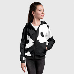 Толстовка на молнии детская Panda, цвет: 3D-черный — фото 2