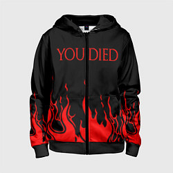 Толстовка на молнии детская YOU DIED, цвет: 3D-черный