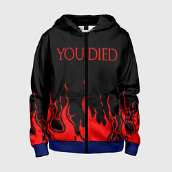 Толстовка на молнии детская YOU DIED, цвет: 3D-синий