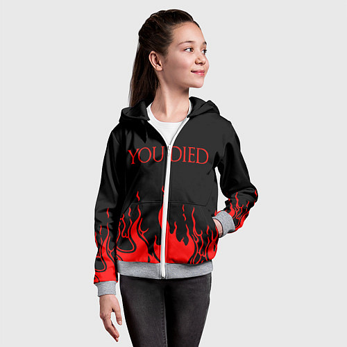 Детская толстовка на молнии YOU DIED / 3D-Меланж – фото 4