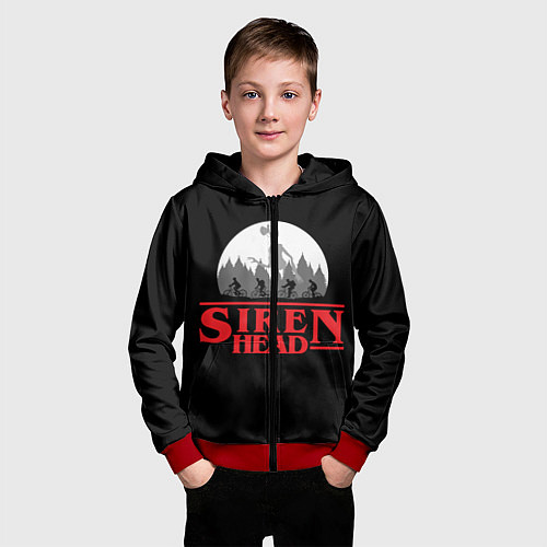 Детская толстовка на молнии Siren Head / 3D-Красный – фото 3