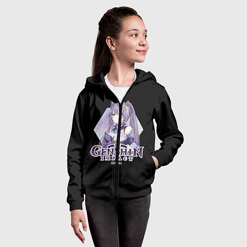 Детская толстовка на молнии Genshin Impact / 3D-Черный – фото 4