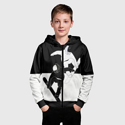 Толстовка на молнии детская Сноубордисты, цвет: 3D-черный — фото 2
