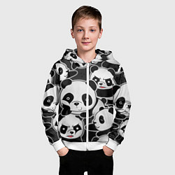 Толстовка на молнии детская Смешные панды, цвет: 3D-белый — фото 2