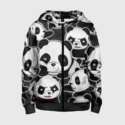 Толстовка на молнии детская Смешные панды, цвет: 3D-черный