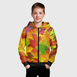 Толстовка на молнии детская Осенние листья, цвет: 3D-черный — фото 2