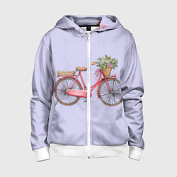 Толстовка на молнии детская Bicycle, цвет: 3D-белый