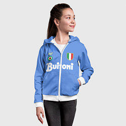 Толстовка на молнии детская Диего Марадона Наполи Ретро, цвет: 3D-белый — фото 2