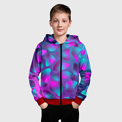 Толстовка на молнии детская Неоновые капли, цвет: 3D-красный — фото 2