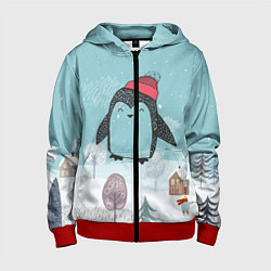 Детская толстовка на молнии Милый пингвин