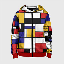 Толстовка на молнии детская Color blocking, цвет: 3D-красный