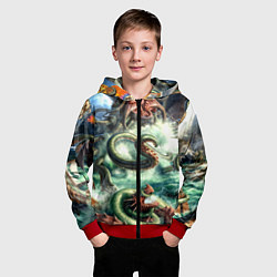 Толстовка на молнии детская Ктулху Лавкрафт, цвет: 3D-красный — фото 2