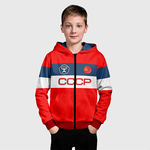 Детская толстовка на молнии СССР / 3D-Красный – фото 3