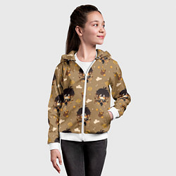 Толстовка на молнии детская Чиби Чжун Ли, цвет: 3D-белый — фото 2