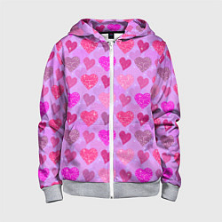 Детская толстовка на молнии Розовые сердечки