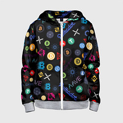 Детская толстовка на молнии ЛОГОТИПЫ КРИПТОВАЛЮТ Z