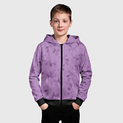 Толстовка на молнии детская Листья на фиолетовом фоне, цвет: 3D-черный — фото 2