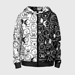 Толстовка на молнии детская BTS BT21, цвет: 3D-черный