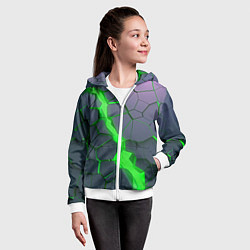 Толстовка на молнии детская ЗЕЛЕНЫЙ РАЗЛОМ 3Д РАЗЛОМ, цвет: 3D-белый — фото 2