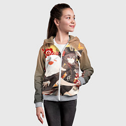 Толстовка на молнии детская GENSHIN IMPACT HU TAO, цвет: 3D-меланж — фото 2
