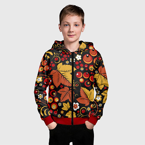 Детская толстовка на молнии ХОХЛОМА / 3D-Красный – фото 3