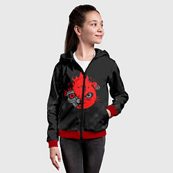 Толстовка на молнии детская CYBERPUNK 2077 КОТ КИАНУ РИВЗ, цвет: 3D-красный — фото 2