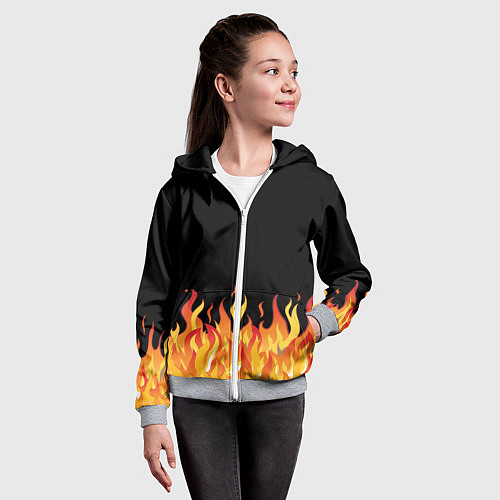 Детская толстовка на молнии ОГОНЬ И НИЧЕГО ЛИШНЕГО / 3D-Меланж – фото 4