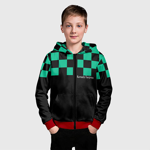 Детская толстовка на молнии Kamado Tanjirou Kimetsu no Yaiba / 3D-Красный – фото 3