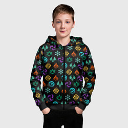 Толстовка на молнии детская GENSHIN IMPACT ЭМБЛЕМЫ, цвет: 3D-черный — фото 2