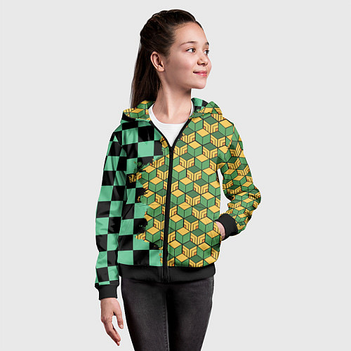 Детская толстовка на молнии ТАНДЖИРО И ТОМИОКА / 3D-Черный – фото 4