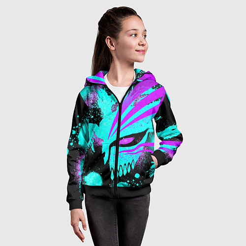 Детская толстовка на молнии БЛИЧ МАСКА ПУСТОГО НЕОН / 3D-Черный – фото 4