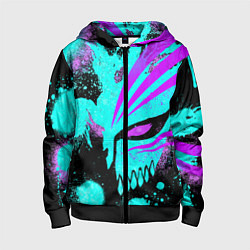 Толстовка на молнии детская БЛИЧ МАСКА ПУСТОГО НЕОН, цвет: 3D-черный