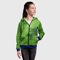Толстовка на молнии детская Карта мира, цвет: 3D-синий — фото 2