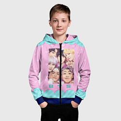 Толстовка на молнии детская BTS совместный портрет арт, цвет: 3D-синий — фото 2