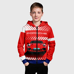 Толстовка на молнии детская PORSCHE ПОРШЕ RED STYLE, цвет: 3D-синий — фото 2