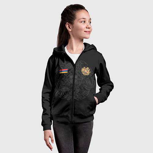 Детская толстовка на молнии ФОРМА АРМЕНИИ ФЛАГ ГЕРБ / 3D-Черный – фото 4