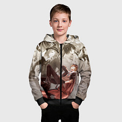 Толстовка на молнии детская Чуя Накахара, цвет: 3D-черный — фото 2