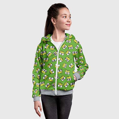 Детская толстовка на молнии Смайлы Лягушки / 3D-Меланж – фото 4